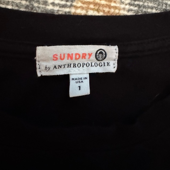 SUNDRY ANTHROPOLOGIE Black Ruched Short Sleeve
Cotton Shirt Dress - Picture 6 of 9